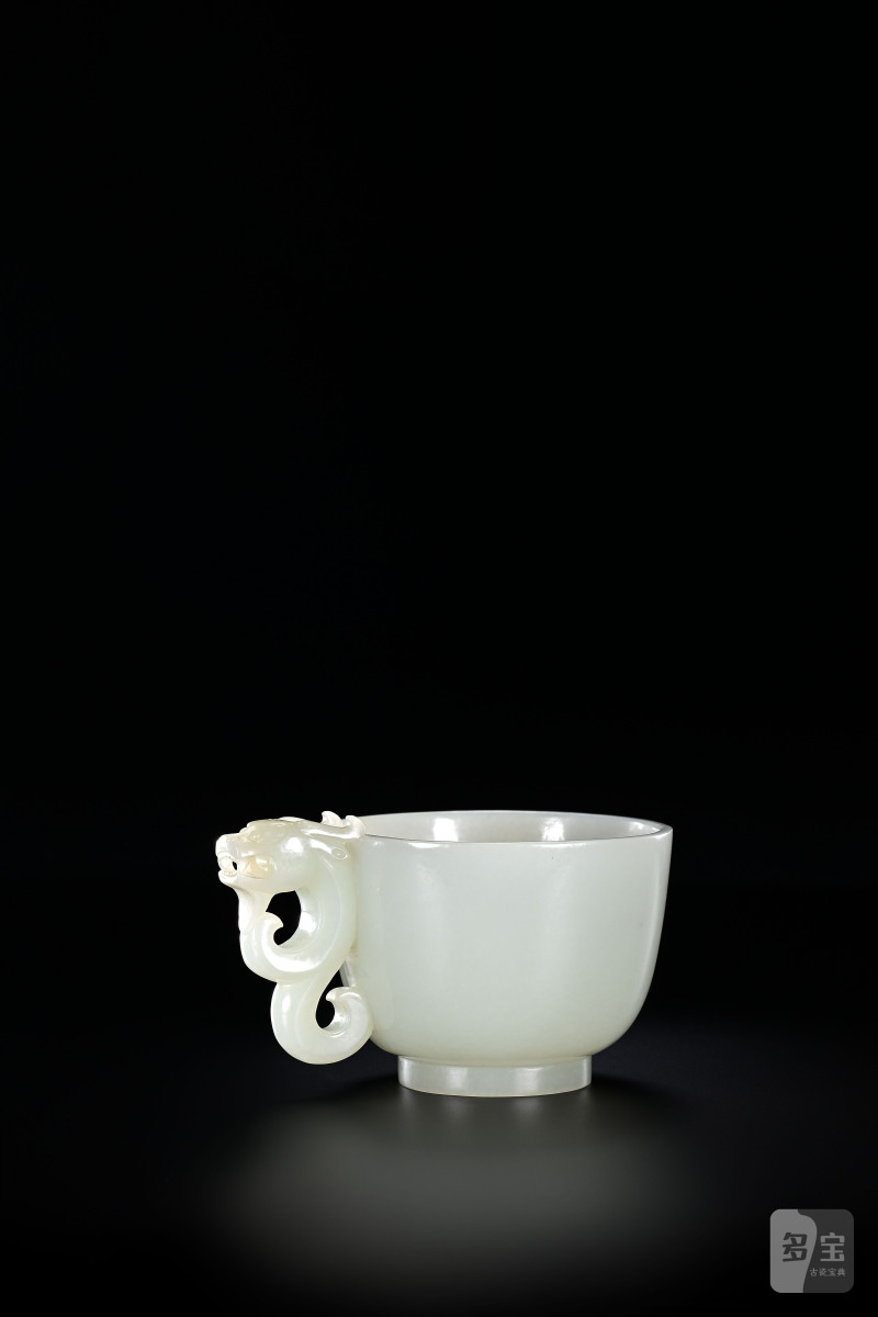 清中期 青白玉龙柄杯 - 图4